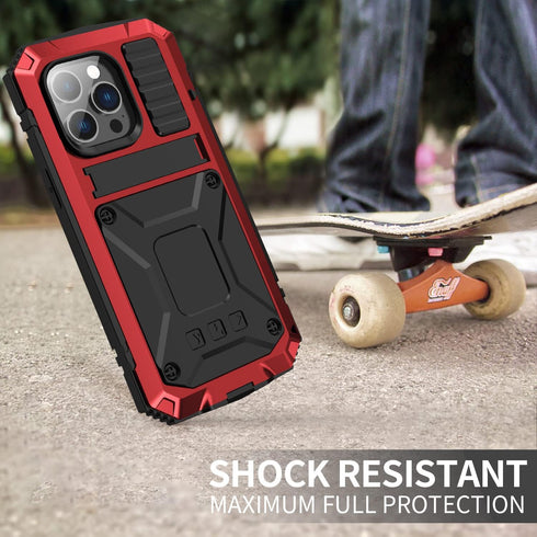 iPhone 14 Pro Max Metal Bumper Silicone Case iPhone 14 Pro Max Case with Stand Built-in Screen Protector Gorilla Glass Hybrid Military Shockproof ...