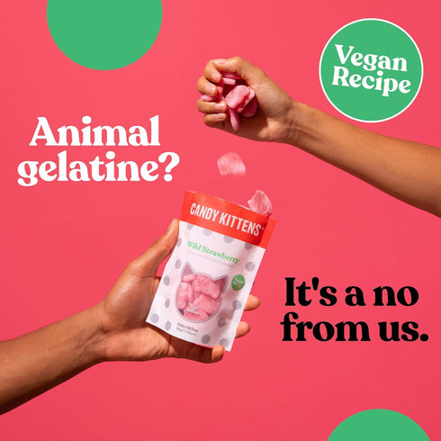 Candy Kittens Wild Strawberry Plant-Based Candy - Palm Oil Free, No Artificial Colors or Sweeteners, Natural Fruit Flavour Candy - Gummy Chewy Gou...