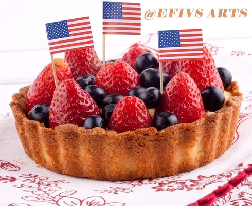 100 Pcs 4th of July American Toothpick Flag Toppers Cake Decorations Independence Day Patriotic Cupcake Toppers Picks for Army Graduation Party Su...