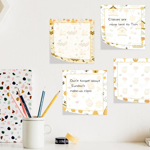 18 Pieces Bee Sticky Notes Adhesive Bee Memo Notes Self-Stick Note Pads for School Office Home Supplies Students Teachers Presents, 9 Styles...