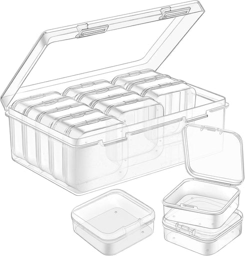 Jutieuo Small Bead Organizers, 16 Pieces Plastic Storage Cases Mini Clear Bead Storage Containers Boxes with Hinged Lid and Large Rectangle Organi...