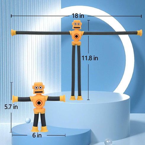Pop Tubes Robot Fidget Toys (4 Pack), Telescopic Suction Cup Robotics Toy, Toddler Fine Motor Skills & Creative Learning, Autism Sensory Toys for ...