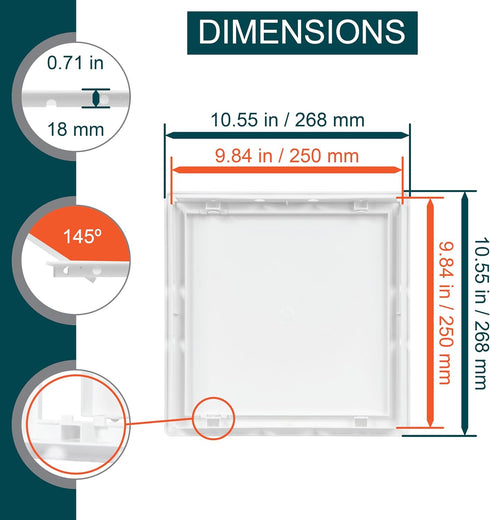 10 x 10 White Plastic Access Panel. Service Shaft Door Panel. Plumbing, Electricity, Heating, Alarm Wall Access...