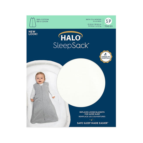 HALO SleepSack, 100% Cotton Wearable Blanket, Swaddle Transition Sleeping Bag, TOG 0.5, Cream, Small, 0-6 Months...