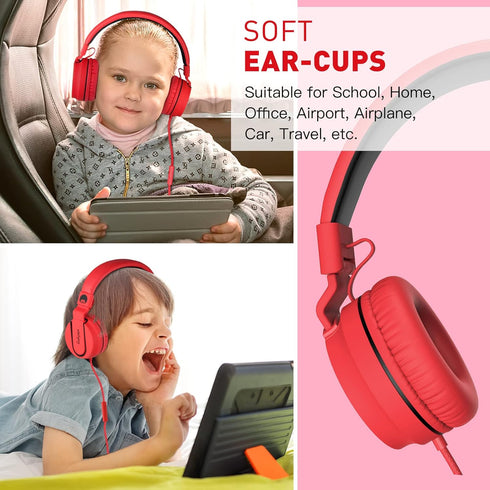 rockpapa 950 Wired Headphones for Kids Girls Boys for School Classroom with Microphone, On-Ear Foldable Corded Headphones with Jack 3.5mm for Lapt...