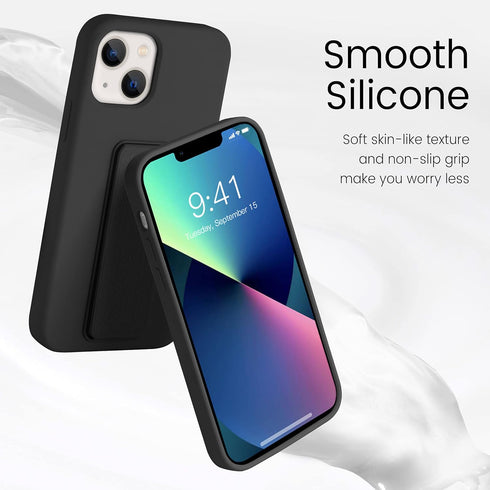 LAUDTEC Silicone Kickstand Case Compatible with iPhone 13, Vertical and Horizontal Stand Hand Strap Metal Kickstand Cover, Flexible Soft Liquid Si...