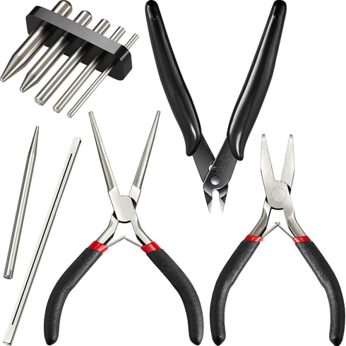 10 Pieces Metal DIY Model Tool Sets Tab Edge Cylinder Cone Shape Bending Assist Tools and Nozzle Pliers Flat Nose Pliers Needle Nose for 3D Metal ...