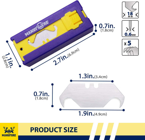 Hook Utility Knife Blades Dispenser Heavy Duty Blades SK5 Steel 20 pack...