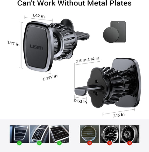 LISEN Magnetic Phone Holder for Car - Upgraded Clip Ultra 6 Strong Magnets, Phone Magnets for Back of Phone, Soporte de Telefono para carro for Ga...