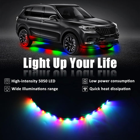 XT AUTO 8pcs 12V Super Bright 30cm 15 LED Flexible Waterproof LED Strip Light for Car Interior & Exterior Decoration DRL Day Running Light Or Boat...