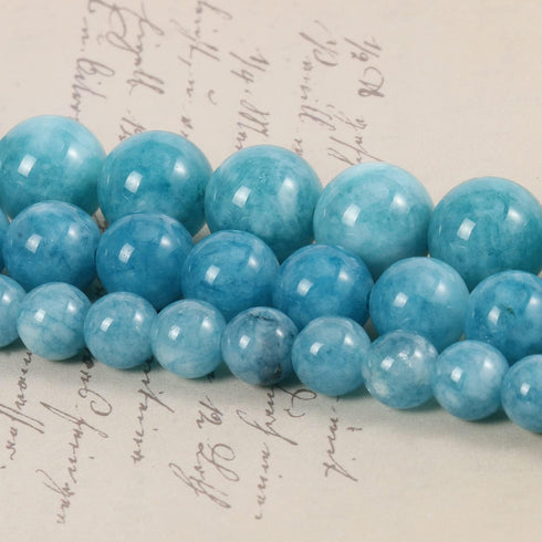 45pcs 8mm Natural Stone Beads Blue Chalcedony Beads Crystal Gemstone for Jewelry Making, DIY Bracelet Necklace...