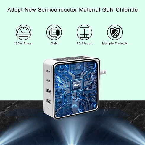 DTK USB C Wall Charger, 120W Fast Charger Block Plug, 4-Port Portable Power Charger Station...