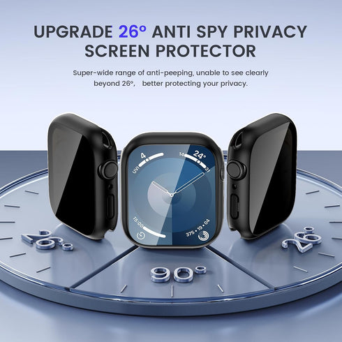 Goton 2 in 1 Privacy Waterproof Apple Watch Case for Series 9 8 7 Screen Protector 41mm, Front Anti Spy Tempered Glass Face Cover + Back Bumper fo...