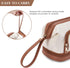 Telena Makeup Bag Large Capacity Travel Cosmetic Bags Double Layer Portable Leather Make Up Bag for Women Beige with Brown...