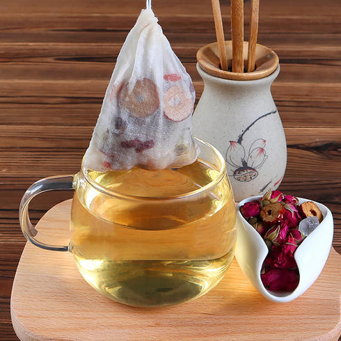 TUZAZO 50 Pack Reusable Tea Bags, Natural Unbleached Cotton Cheesecloth Bags for Straining, Drawstring Muslin Bags, Sachet Bags, Coffee Tea Brew B...