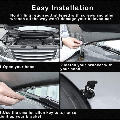 LED Light Bar Mounting Holder, Engine Hood Auto Lights Bar Mounts Bracket Work Lighting Mount Holder Base Stainless Steel Universal Pillar No Dril...