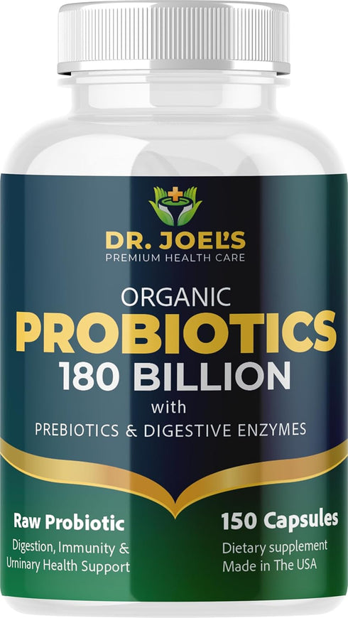 Organic Probiotics 180 Billion CFU - 40 Strains Vegan Probiotics + Prebiotics + Digestive Enzymes - Gut & Immune Health - 100% Pure, Maximum Poten...