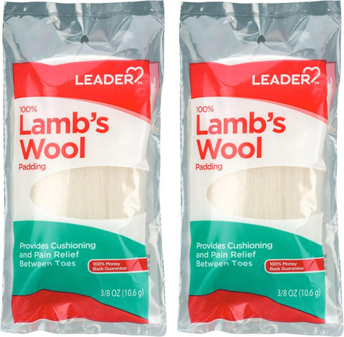 Leader 100% Lambs Wool Padding, Provides Cushioning Comfort and Pain Relief Between Toes, 3/8 oz, 2 Pack...