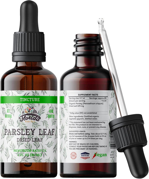 Parsley Leaf Tincture Alcohol-Free Extract, Organic Parsley (Petroselinum crispum) Dried Leaf - Non-GMO in Cold-Pressed Organic Vegetable Glycerin...