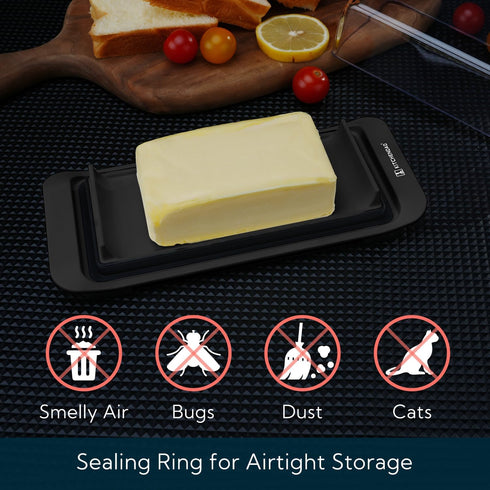KITCHENDAO Airtight Butter Dish with Lid for Countertop and Fridge, Dishwasher Safe, BPA Free Wide Plastic Butter Keeper for 2 Sticks East Coast/W...