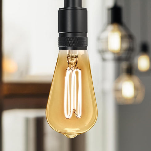 Feit Electric ST19 Vintage Edison LED Light Bulb, 40W Equivalent, Dimmable, 2100 Warm Light, E26 Base, Amber Glass Thin Filament Lighting Bulbs, 1...
