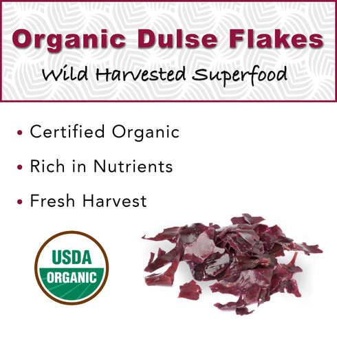 Organic Dulse Flakes - Sun Dried, Wild Crafted, North Atlantic Dulse - Palmaria Palmata (4 oz)...