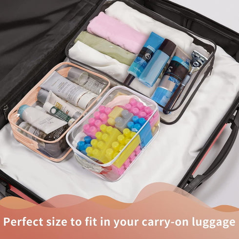 12 PCS Clear Toiletry Bag for Women Men, Transparent Cosmetic Bag for Travel Makeup Organizer TSA Approved Pouch - Black,Small...