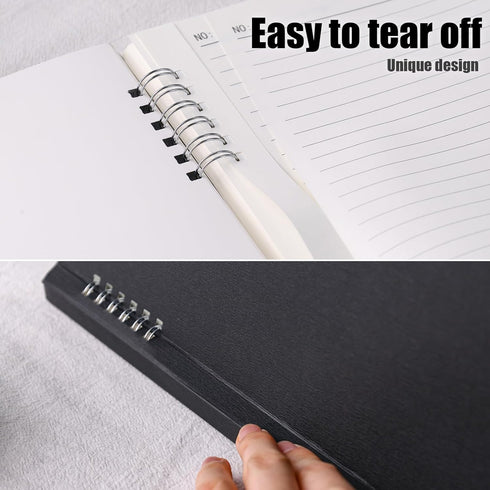 Koogel A4 Spiral Notebook Black, College Ruled Spiral Notepad with Flexible Cover 80 Sheet/160 Pages for Home School Office...