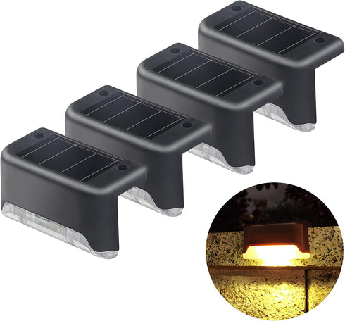 4 Pack Solar Deck Lights, Warm White LED Outdoor Step Light Waterproof, Stairs Lights, Fence Lights, Patio Lights, Pathway Lights...