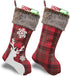 Christmas Stockings 2022, 18 Inches Burlap with Large Plaid Snowflake and Plush Faux Fur Cuff Stockings, for Home Decor (2 Pcs Plaid Snowflake)...