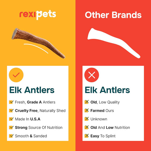Split Medium Elk Antler for Dogs - Dog Antler Chews for Medium Breeds - Natural, Long-Lasting Treats for Aggressive Chewers - Naturally Shed in US...
