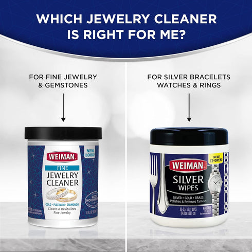 Weiman Fine Jewelry Cleaner Liquid with Cleaning Brush – Restores Shine & Brilliance to Gold, Platinum, Precious Gemstones & Diamond Jewelry, 6 Oz...