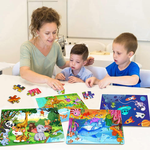 Puzzles for Kids Ages 3-5, Wooden Jigsaw Puzzles 24-30 Pieces for Toddler Children Learning Educational Puzzles 3 4 5 6 Year Toys for Boys and Gir...