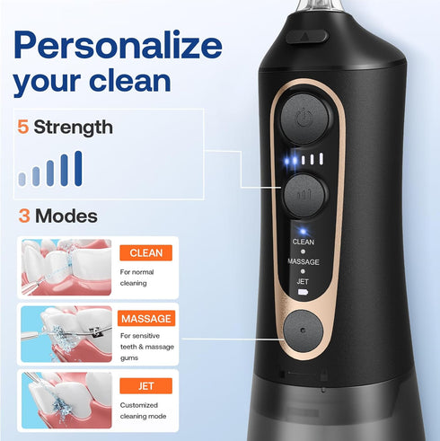 Bitvae Water Dental Flosser Pick for Teeth, Rechargeable Cordless Water Flosser, 3 Modes 5 intensities, 300ML Portable IPX7 Waterproof, 40 Days Po...