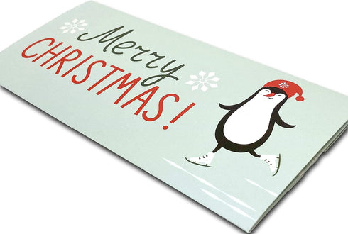 Holiday Card | Zip-Open Money Holder w/Clear Plastic Window for Cash, Check, & Gift Card (Penguin - Hello Christmas)...