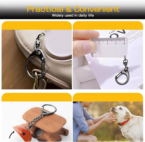 Keychain Ring Clip, 50Pcs Swivel D Ring Clasp Key Chain Lobster Snap Chain Hooks Jump Rings Kit DIY Crafts Gifts Jewelry Making Accessories - Meta...