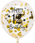 Gold 12th Confetti Latex Balloons, Girls or Boys Happy 12 Years Birthday Party Balloon Decoration With Confetti, 12in, 16 Pack...