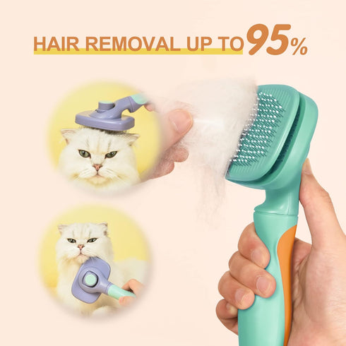 Cat Brush, 360 °Rotating Head Self Cleaning Slicker Brush, Cat Brushes for Long or Short Haired Cats and Dogs, Cat Grooming Brush for Loose Underc...