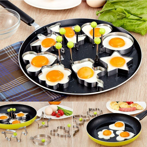 8pcs Set Fried Egg Rings Molds Non Stick for Griddle Pan, Egg Shaper Pancake Maker with Handle, Stainless Steel Egg Form for Frying Cooking...