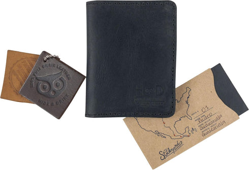 Hide & Drink, Bifold Wallet, Slim Card Holder, Minimalist Traveler Wallet, Vintage Front Pocket Wallet, Full Grain Leather, Handmade, Charcoal Bla...