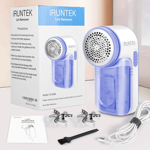 iRUNTEK Battery-Free Fabric Lint Remover, USB Powered Shaver and Lint Brush 2 in 1, Sweater Defuzzer Remove Fuzz, Lint Balls, Pills, Bobbles from ...