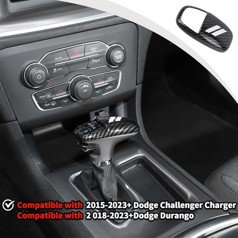 JWWY Gear Shift Shifter Knobs Cover Trim for 2015-2024+ Dodge Challenger Charger 2018-2023 Durango Interior Accessories White Carbon Fiber......