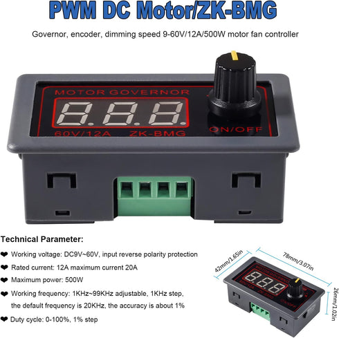 PWM Motor Speed Controller 9-60V 500W Adjustable Speed Regulator DC 12V 24V 60V 500W with Stepless Variable Rotary Switch PWM Signal Generator Dri...