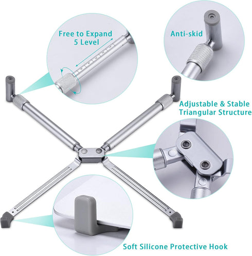 Portable Laptop Stand, Adjustable Laptop Stand for MacBook Pro, Aluminum Desk Foldable Compact Universal Computer Cooling Stand for 12 13 15 17 in...