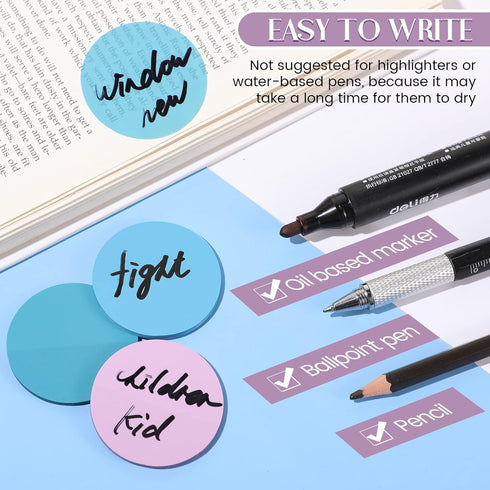 500 Sheets Transparent Sticky Notes Round Translucent Sticky Notes Sticky Tabs Colorful Page Flags Stickers Clear Book Markers Bible Journaling Of...