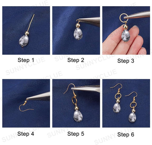 SUNNYCLUE 1 Box DIY Make 10 Pairs Stone Beads Earring Making Kit Including Stone Beads Glass Pearl Bead Bar Links Brass Linking Rings Jewelry Find...