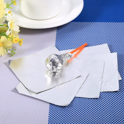 Wowagoga Foil Candy Wrappers - 6x6 Inches Gold Aluminum Foils Paper Chocolate Candy Wrappers for Homemade Candies Gifts Decoration, Silver,Pack of...