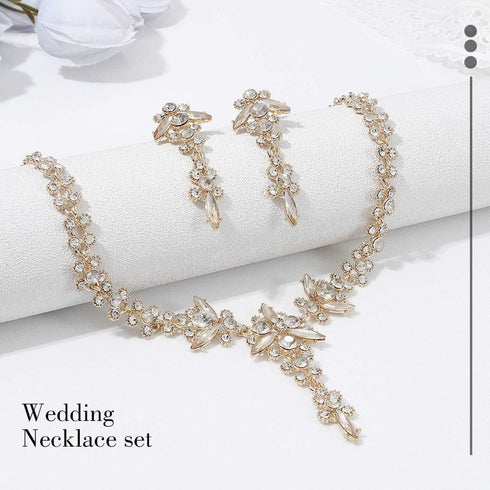 Unicra Bride Necklace Earrings Set Crystal Bridal Wedding Jewelry Sets Rhinestone Choker Necklace Prom Costume Jewelry for Women and Brides...