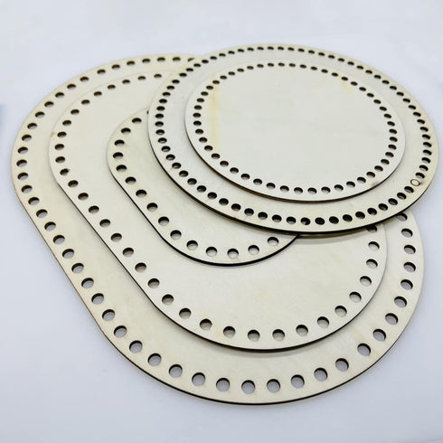 Yayatty 5 PCS Wooden Crochet Bag Bottom, Oval and Circle Wooden Basket Bottom Wooden Base Shaper Blank Crochet Base for DIY Basket Craft Weaving M...