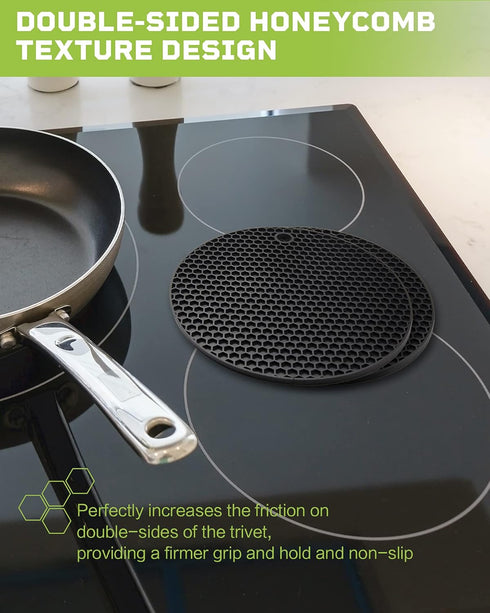 Wapodeai 2pcs Silicone mats for Kitchen Counter,Pot Holders,Silicone mat,Trivet,hot Pads,potholders for Kitchens,trivets for hot pots,Holders,Flex...
